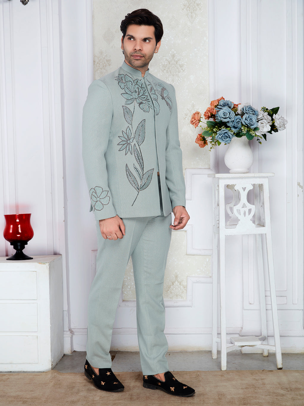 Groom wear mint green suit