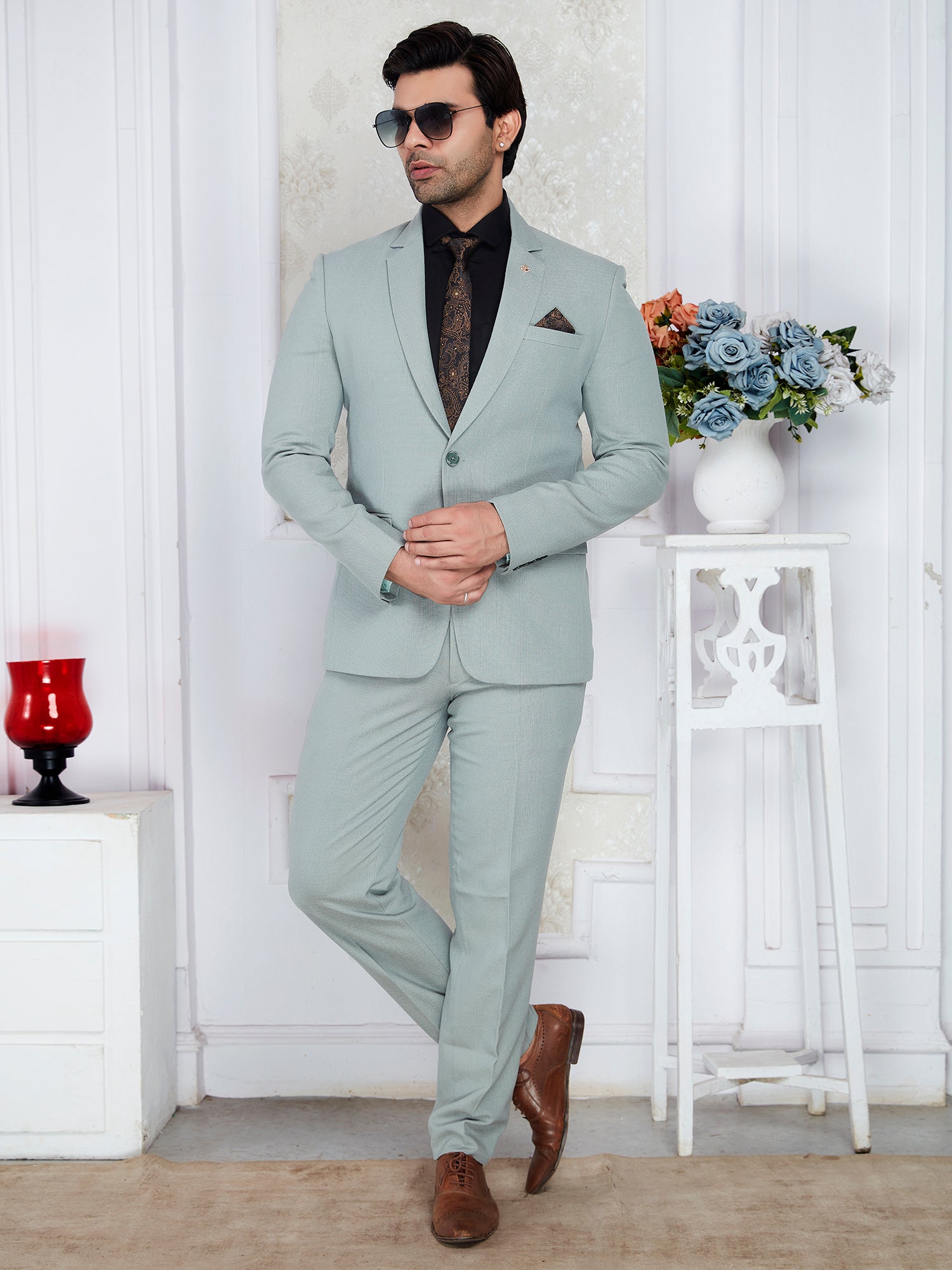 Premium Pastel Mint Suit with Trouser Regular Fit