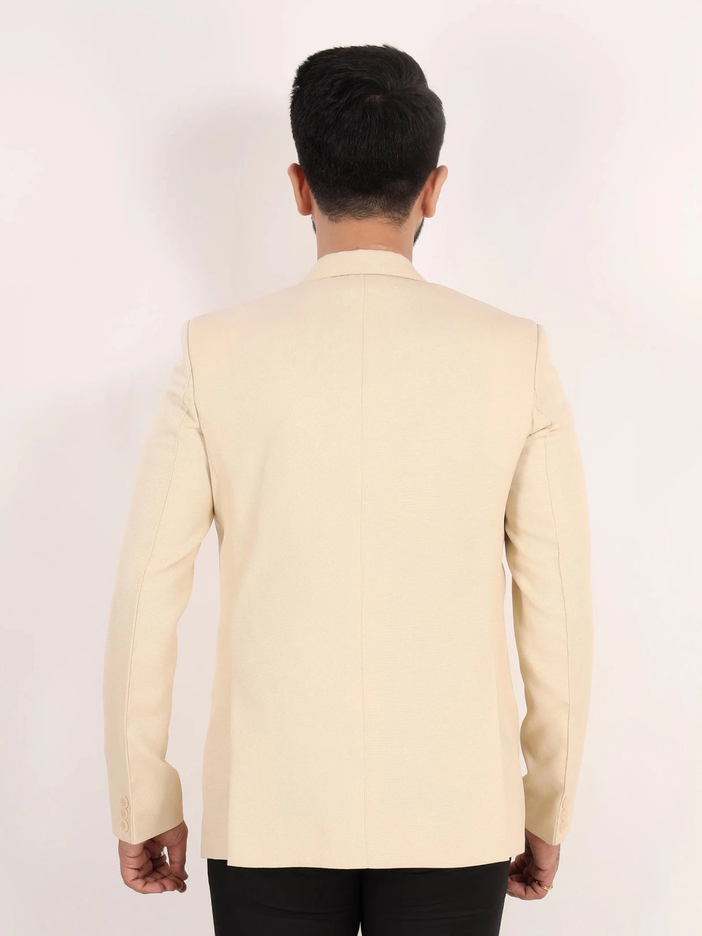 Raxon Beige Matty Regular Fit Single Breasted Blazer