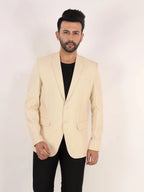 Raxon Beige Matty Regular Fit Single Breasted Blazer
