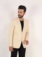 Raxon Beige Matty Regular Fit Single Breasted Blazer