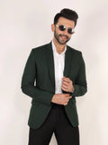 Raxon Bottle Green Matty Regular Fit Single Breasted Blazer