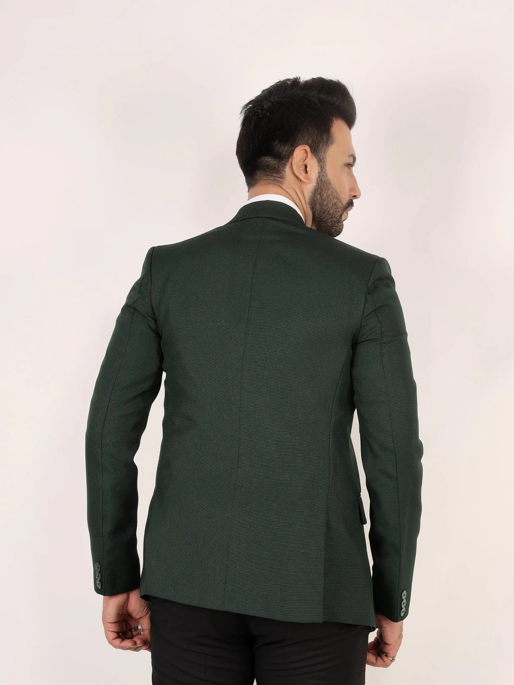 Raxon Bottle Green Matty Regular Fit Single Breasted Blazer