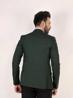 Raxon Bottle Green Matty Regular Fit Single Breasted Blazer