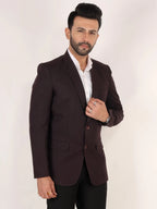 Raxon Coffee Brown Matty Regular Fit Single Breasted Blazer
