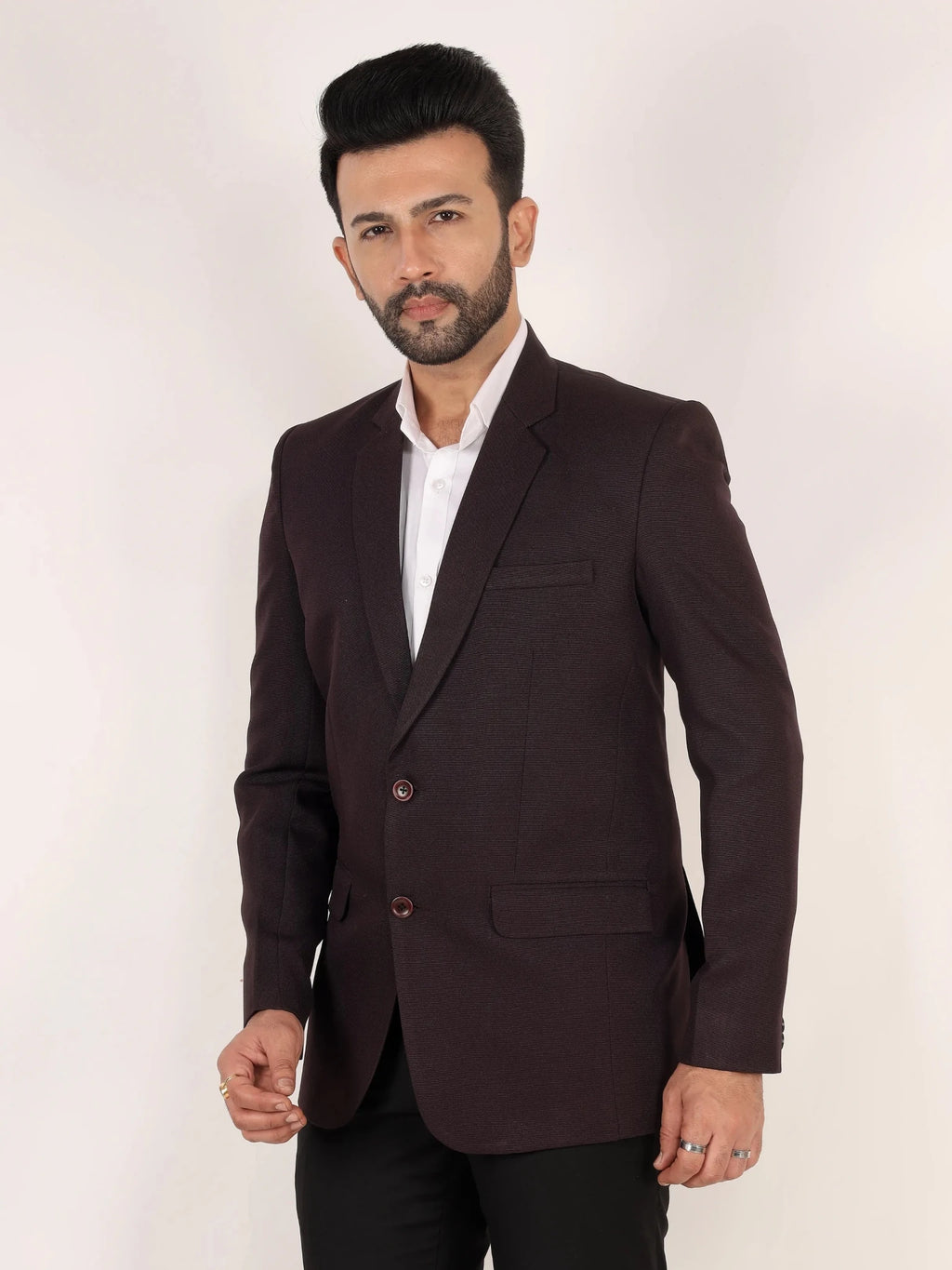 Raxon Coffee Brown Matty Regular Fit Single Breasted Blazer