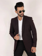 Raxon Coffee Brown Matty Regular Fit Single Breasted Blazer