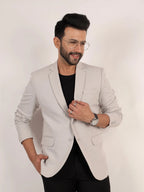 Raxon Dusty Light Grey Textured Formal Blazer