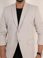 Raxon Dusty Light Grey Textured Formal Blazer