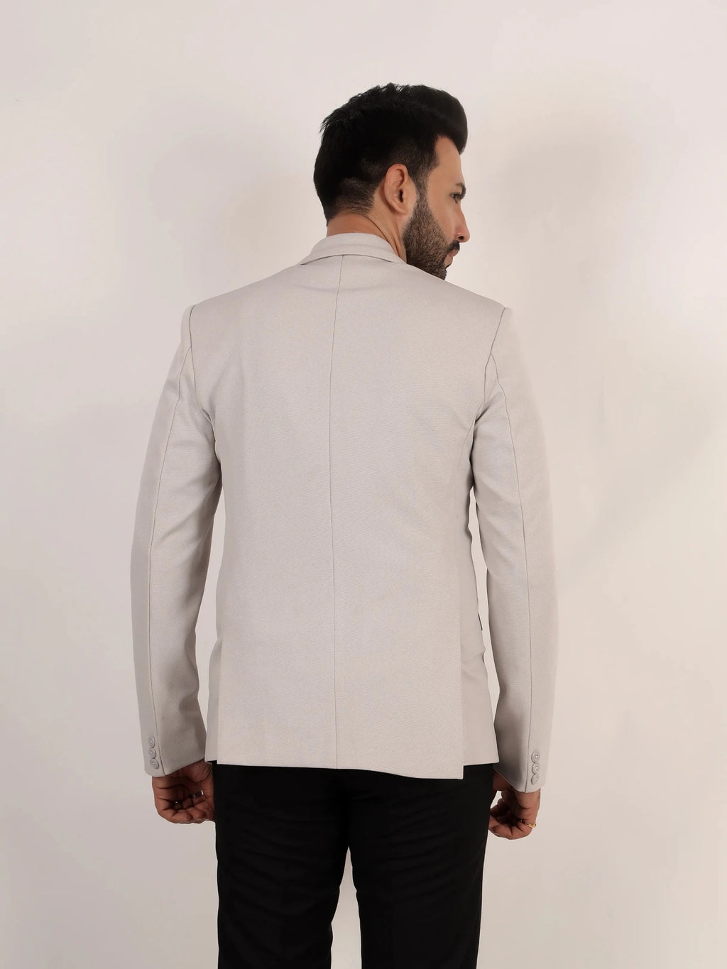 Raxon Dusty Light Grey Textured Formal Blazer