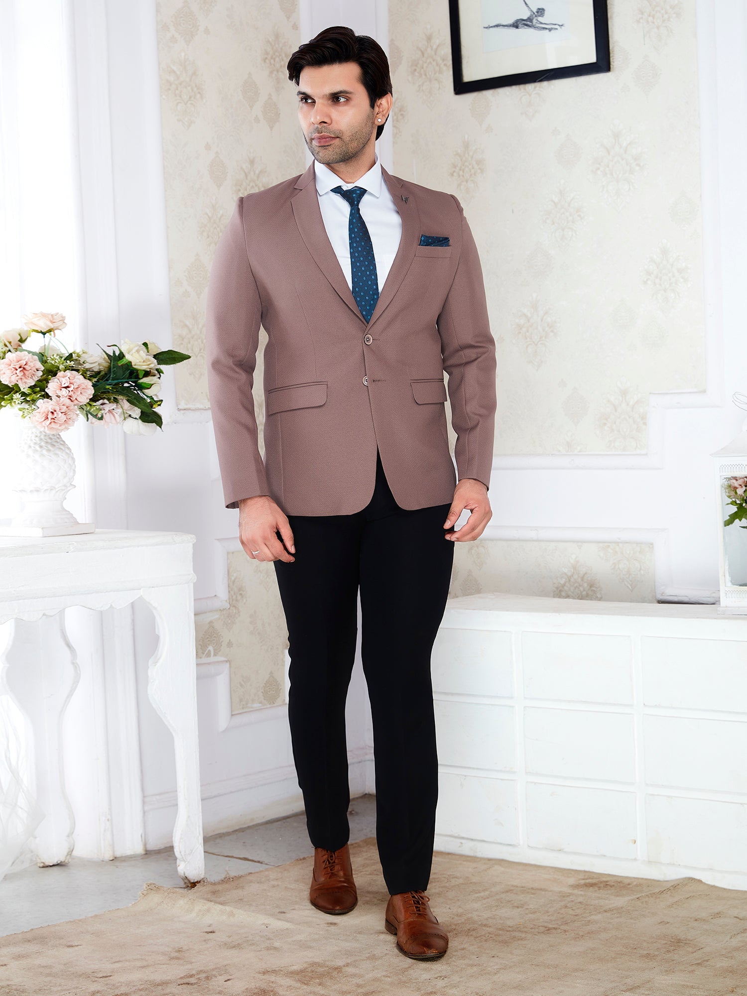 Raxon Dusty Rose Men’s Regular Fit Formal Blazer