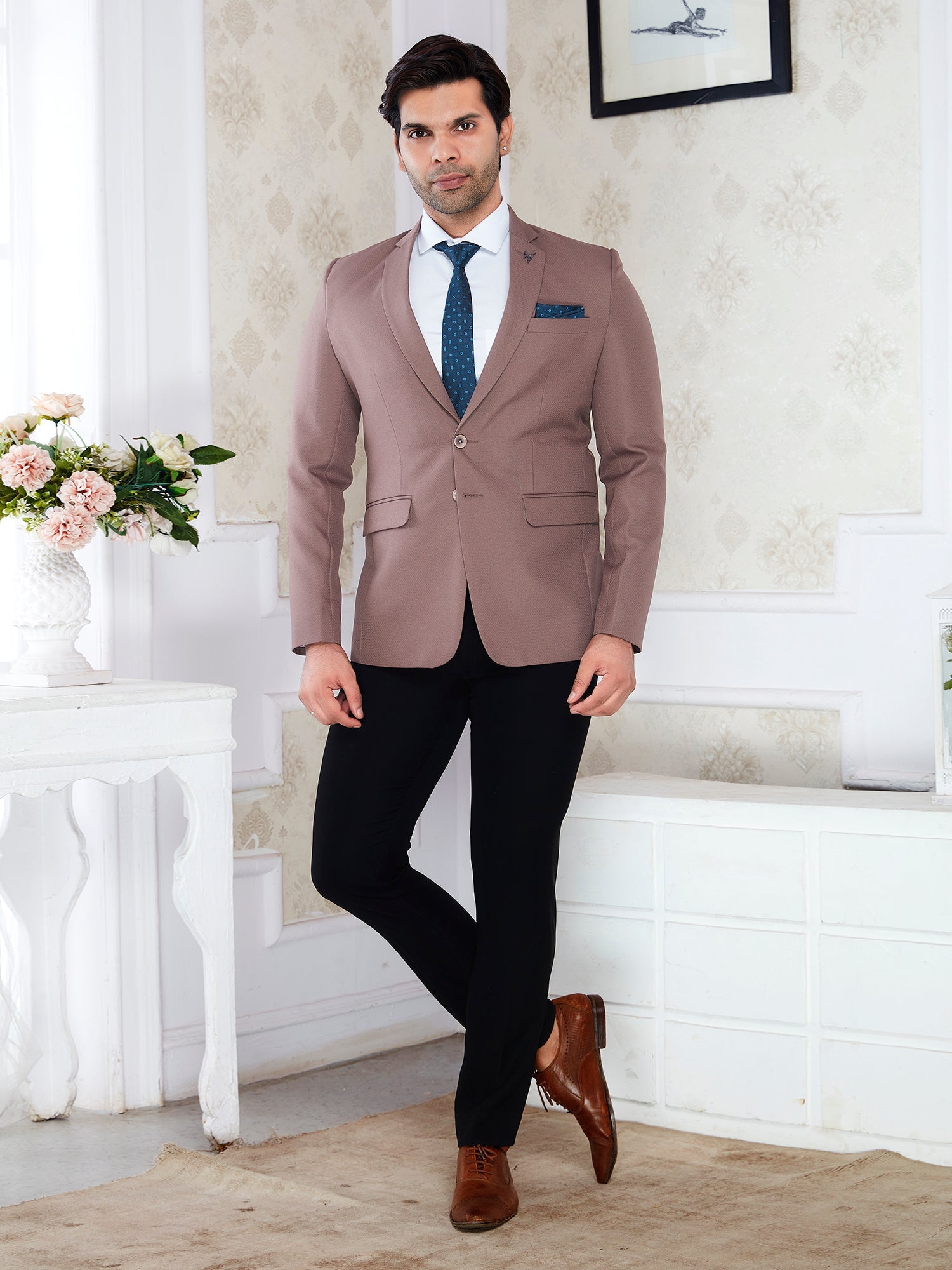 Raxon Dusty Rose Men’s Regular Fit Formal Blazer