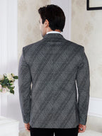 Raxon Grey Knitted Lycra Men’s Regular Fit Formal Blazer