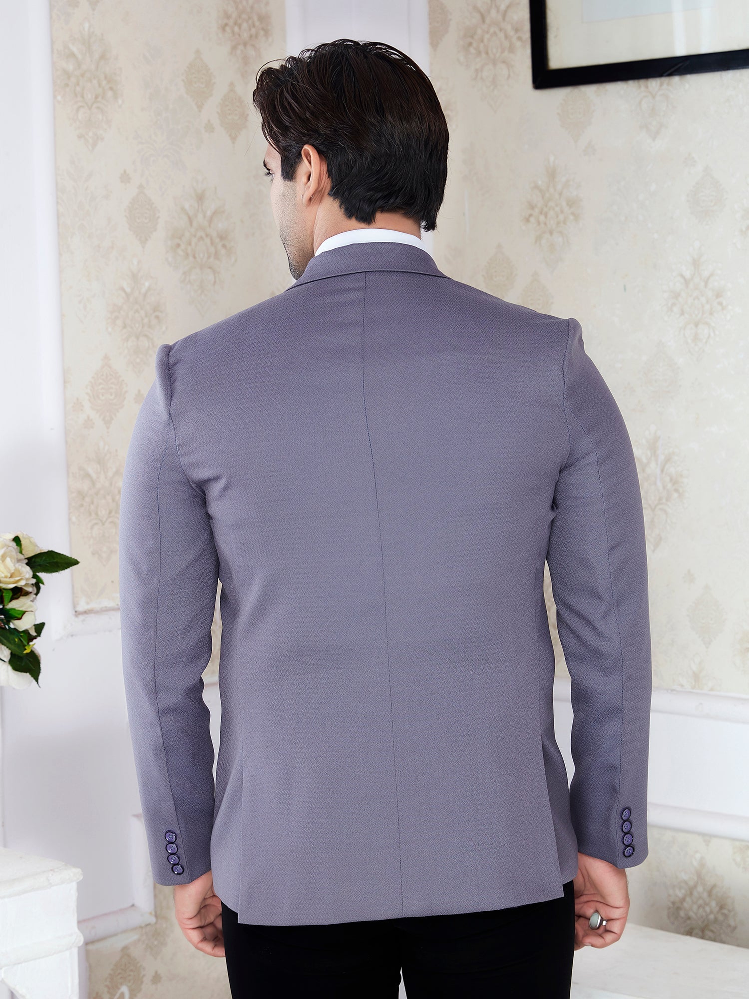 Raxon Lavender Grey Men’s Regular Fit Formal Blazer
