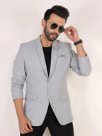 Raxon Light Grey Matty Regular Fit Single Breasted Blazer