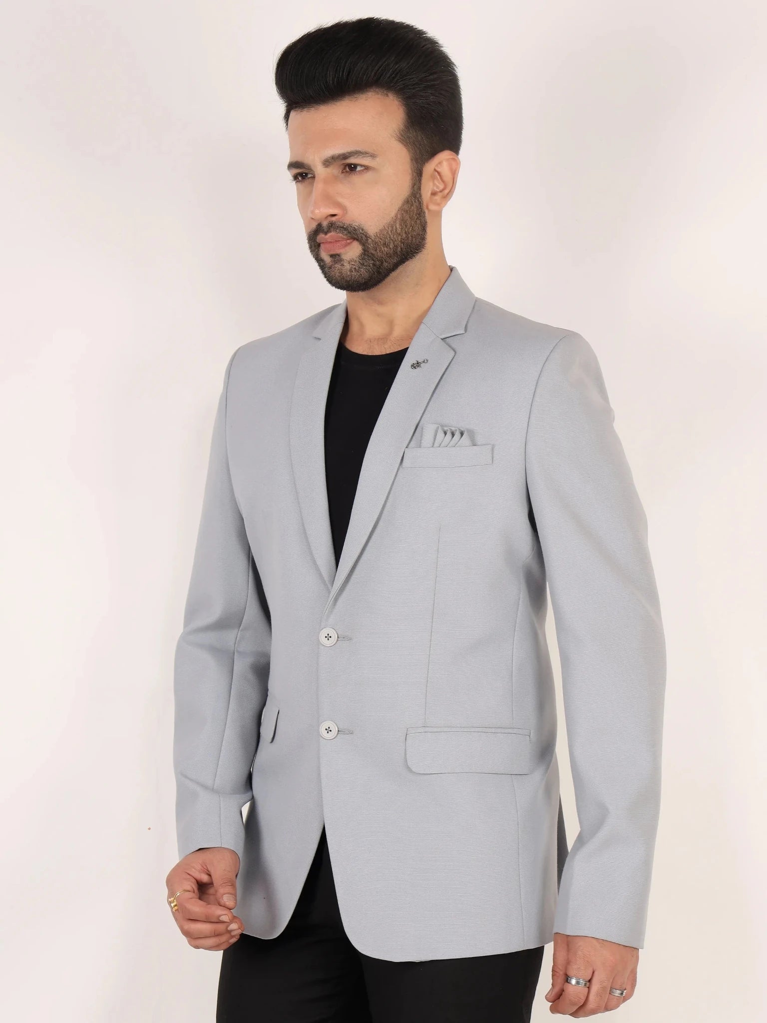 Raxon Light Grey Matty Regular Fit Single Breasted Blazer