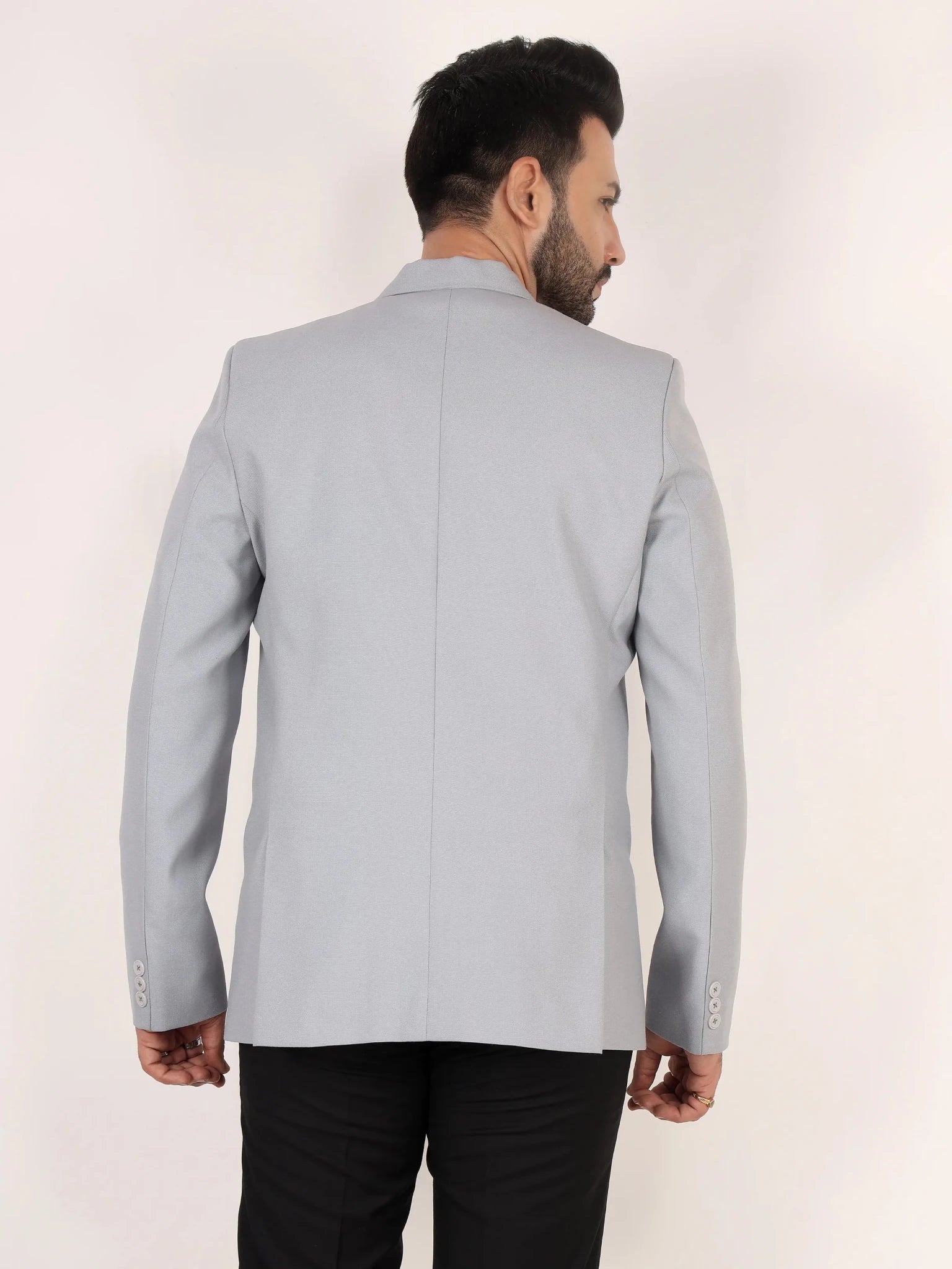 Raxon Light Grey Matty Regular Fit Single Breasted Blazer