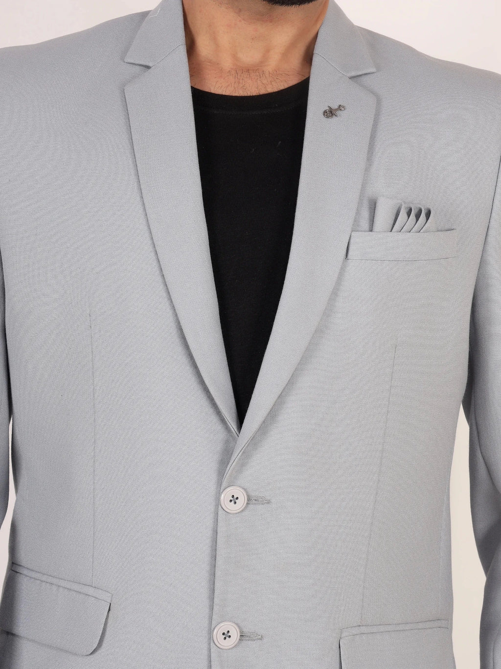 Raxon Light Grey Matty Regular Fit Single Breasted Blazer