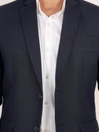 Raxon Navy Blue Matty Regular Fit Single Breasted Blazer