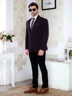 Raxon Purple Wine Popcorn Knitted Men’s Regular Fit Formal Blazer