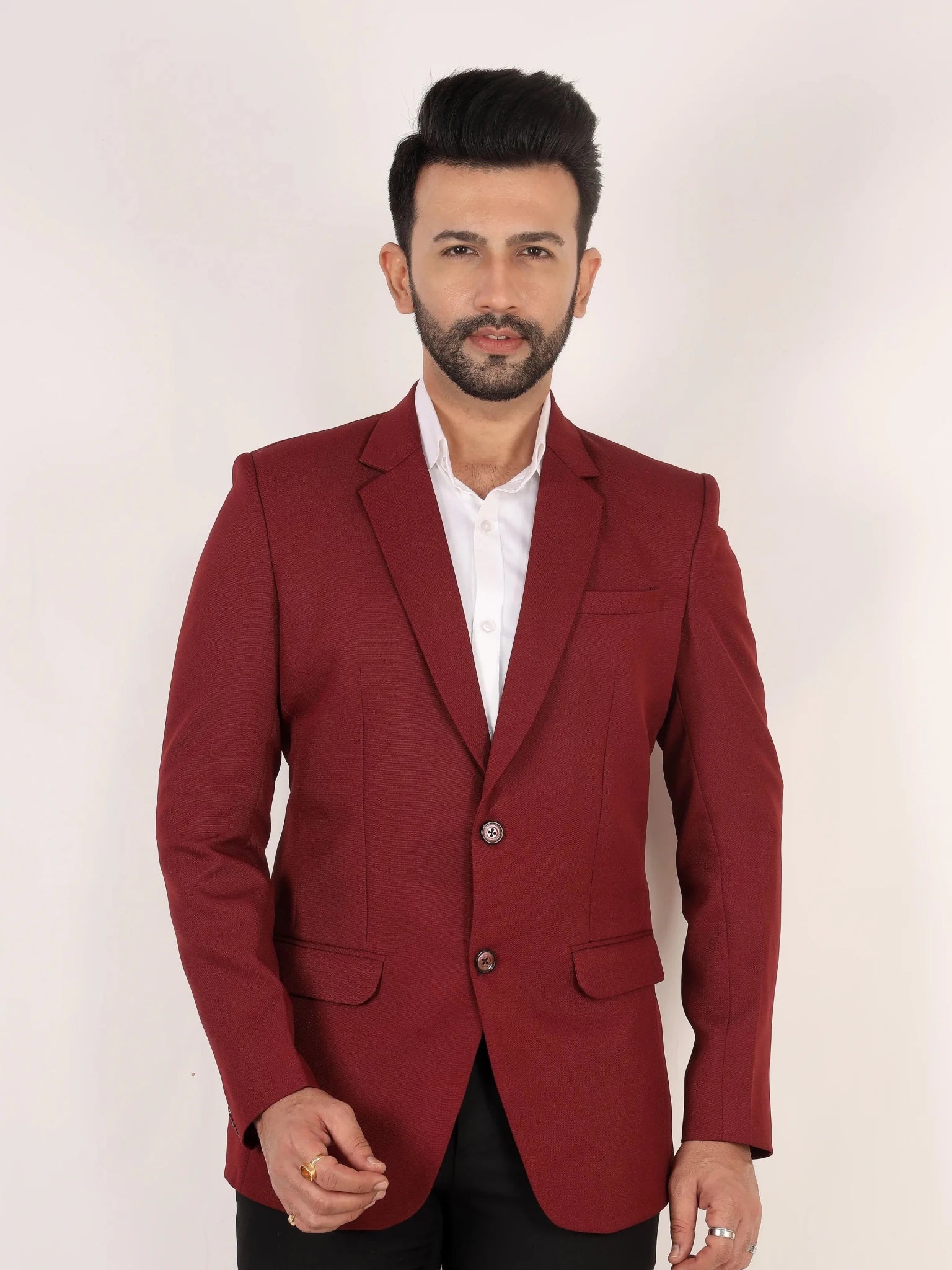Raxon Red Matty Regular Fit Single Breasted Blazer