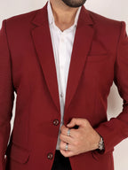 Raxon Red Matty Regular Fit Single Breasted Blazer