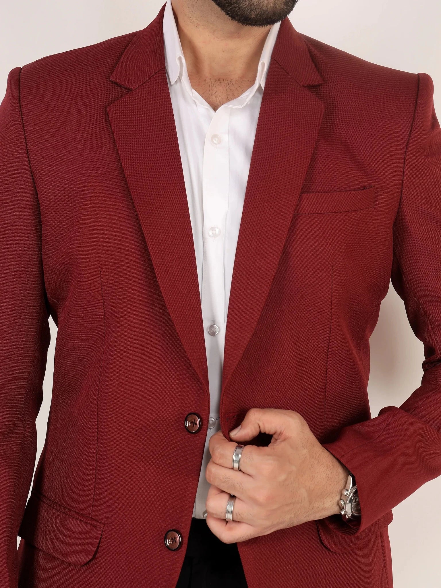 Raxon Red Matty Regular Fit Single Breasted Blazer