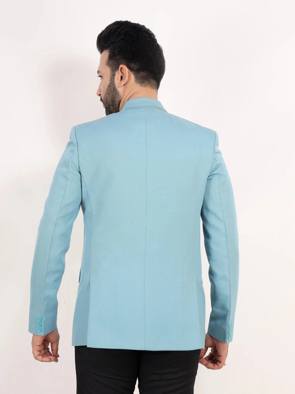 Raxon Sky Blue Matty Regular Fit Single Breasted Blazer
