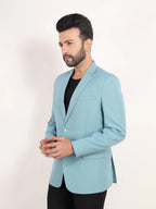 Raxon Sky Blue Matty Regular Fit Single Breasted Blazer