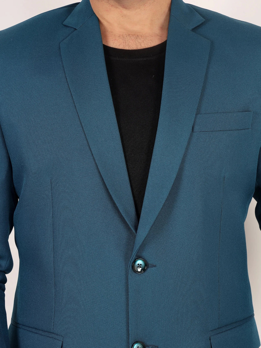 Raxon Teal Blue Matty Regular Fit Single Breasted Blazer
