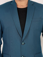 Raxon Teal Blue Matty Regular Fit Single Breasted Blazer