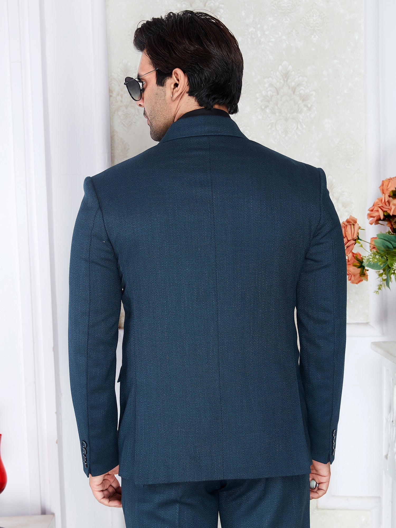 Raxon Teal Blue Men’s Regular Fit Formal Blazer