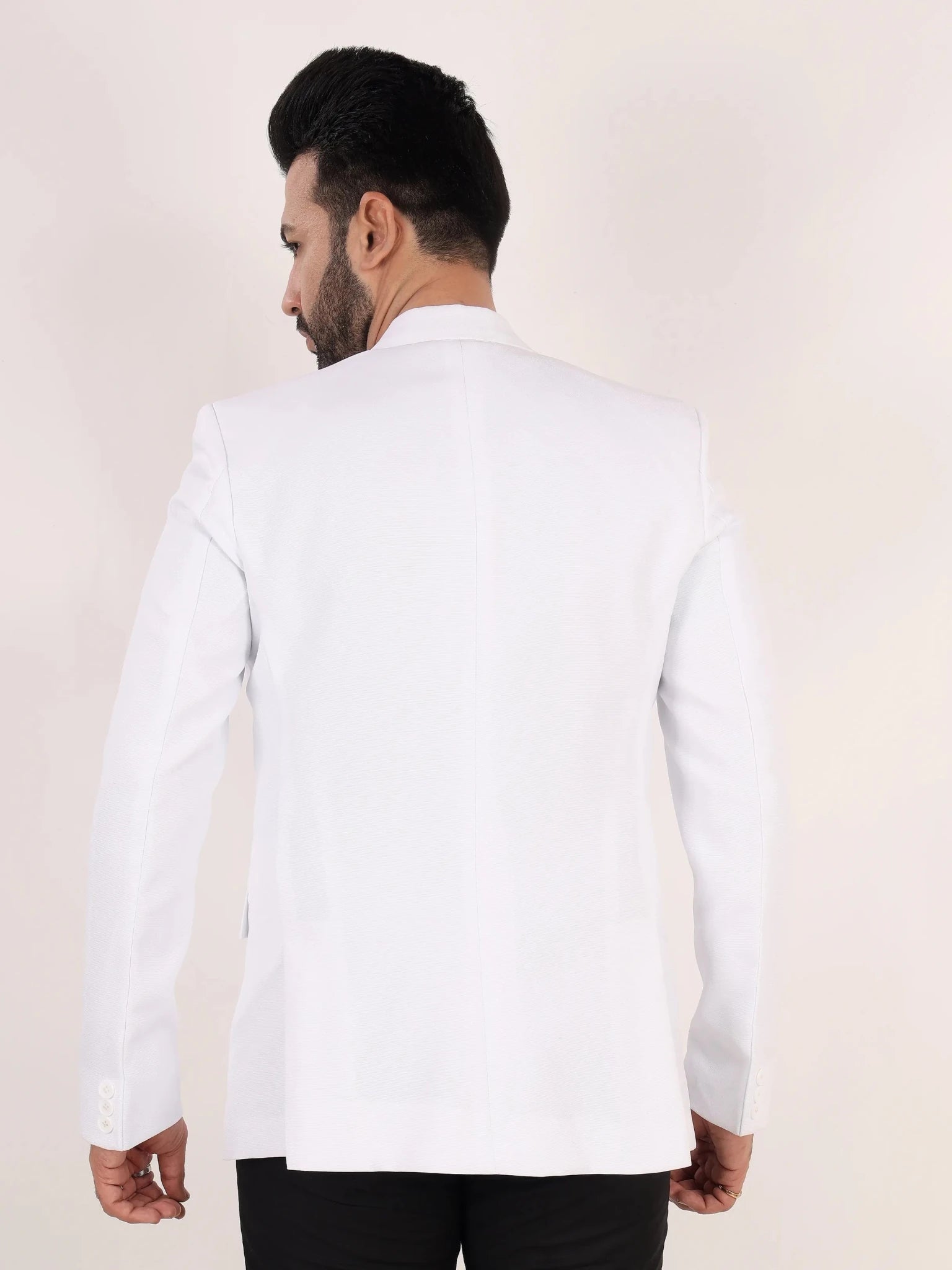 Raxon White Matty Regular Fit Single Breasted Blazer
